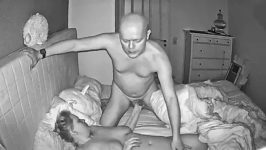 gece görüş kamerasında parmaklı, sikildi ve kremalı