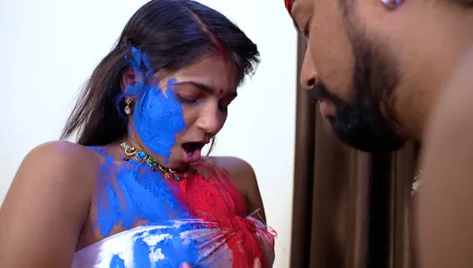 ateşli Desi Hint Sanjana Holi Özel Sert Seks