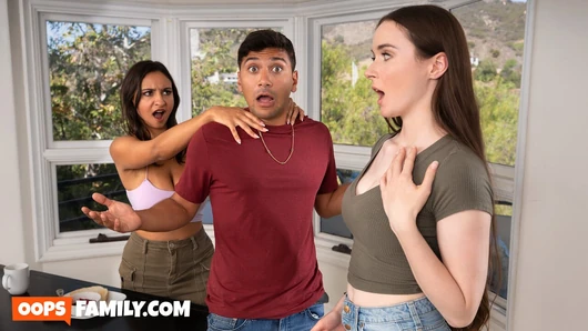 Seksi latin Hailey Rose, kocasını büyük memeli üvey kız kardeşi Hazel Moore ile sevişirken yakaladı